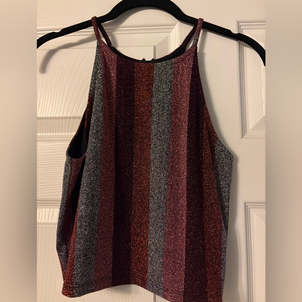 Topshop sparkly halter neckline crop top